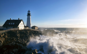 Картинка природа маяки маяк море cape elizabeth maine united states