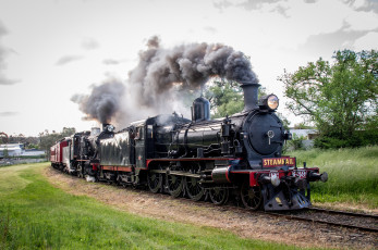 Картинка техника паровозы рельсы дорога железная паровоз состав вагоны