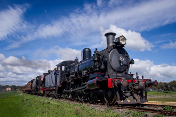 обоя техника, паровозы, рельсы, состав, вагоны, паровоз, дорога, железная