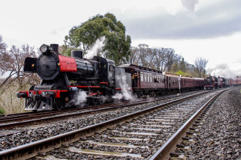 обоя техника, паровозы, состав, паровоз, рельсы, дорога, железная