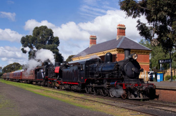Картинка техника паровозы вагоны рельсы дорога состав железная паровоз