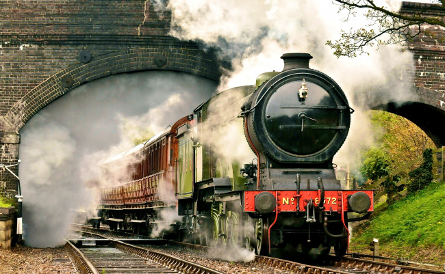 Обои картинки фото техника, паровозы, поезд, паровоз, рельсы, дорога, железная