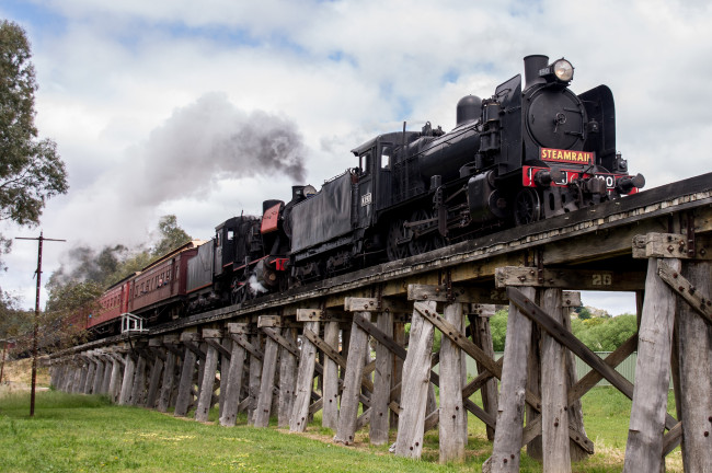 Обои картинки фото техника, паровозы, дорога, железная, поезд, паровоз, рельсы