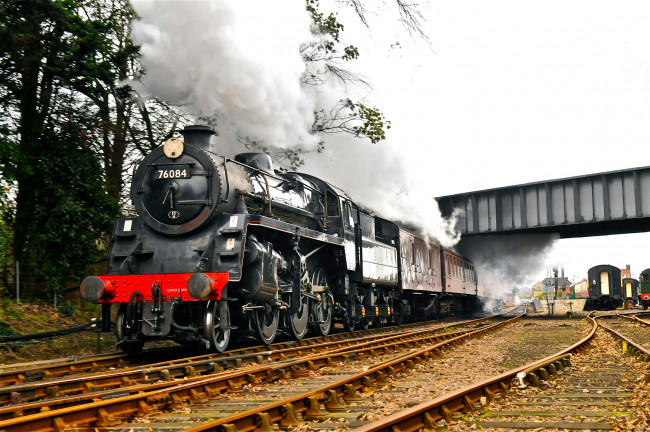 Обои картинки фото техника, паровозы, поезд, дорога, железная, паровоз, рельсы