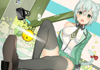 Картинка аниме животные +существа колокольчик девушка арт ccaw хвост ушки сумка