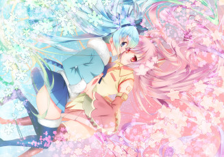 Картинка аниме vocaloid снежинки yuki miku девушки sakura hatsune