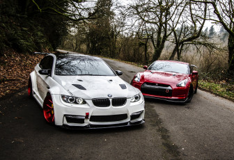 Картинка автомобили разные+вместе nissan bmw