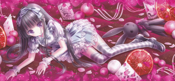 Картинка аниме tinkle+ artbook лежит девушка арт tinkle цитрусы лепестки кролик