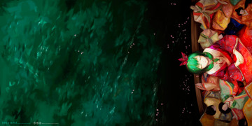 Картинка аниме touhou jq kagiyama hina лодка куклы вода девушка