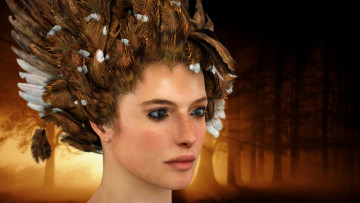 Картинка 3д+графика портрет+ portraits фон взгляд девушка