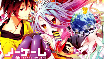 Картинка аниме no+game+no+life shiro no game life sora парень девушка