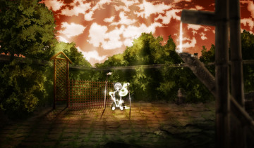 Картинка аниме touhou myon konpaku youmu вечер оружие мечи девушка арт heiyuen