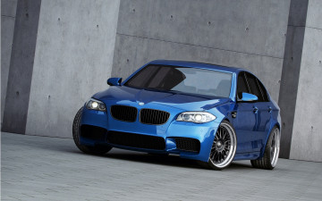 Картинка bmw+m5 автомобили bmw f10 wheels blue бмв тонированный чёрные m5 синий black