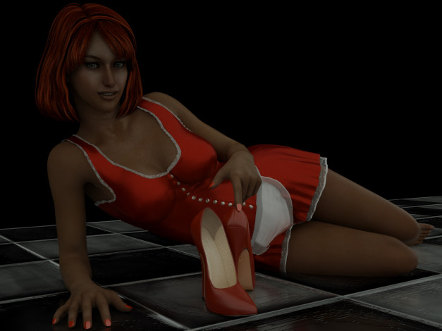 Обои картинки фото 3д графика, люди , people, туфли, фон, взгляд, девушка