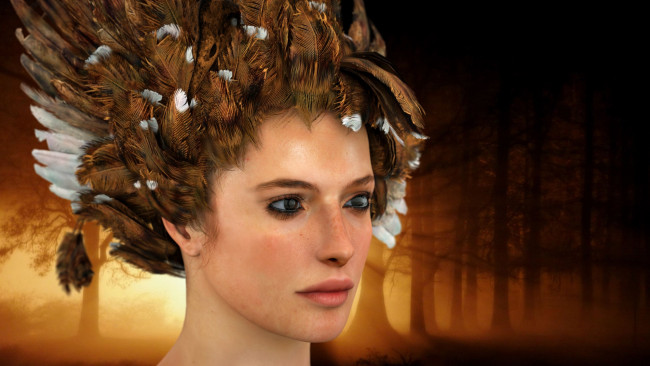 Обои картинки фото 3д графика, портрет , portraits, фон, взгляд, девушка