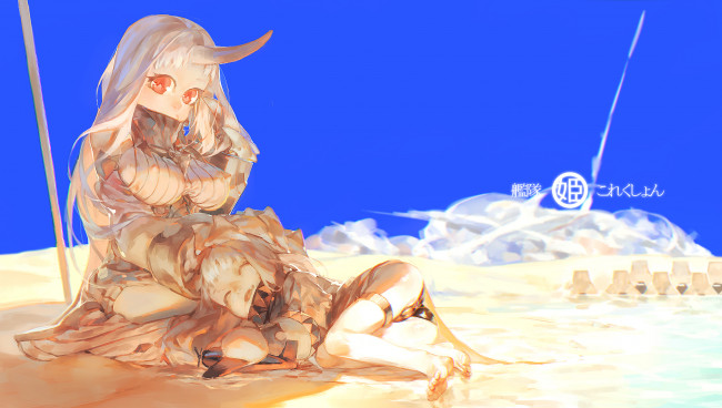 Обои картинки фото аниме, kantai collection, yotsuyu, kantai, collection, seaport, hime, northern, ocean