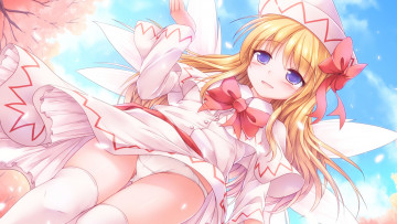 Картинка аниме touhou девушка взгляд фон