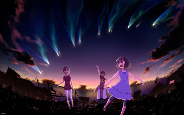 Картинка аниме город +улицы +здания ночь syego