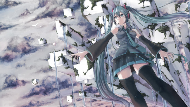 Обои картинки фото аниме, vocaloid, yukichi-ritsu, hatsune, miku