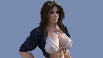 Картинка 3д+графика люди+ people девушка взгляд фон