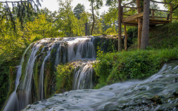 Картинка природа водопады водопад река лес