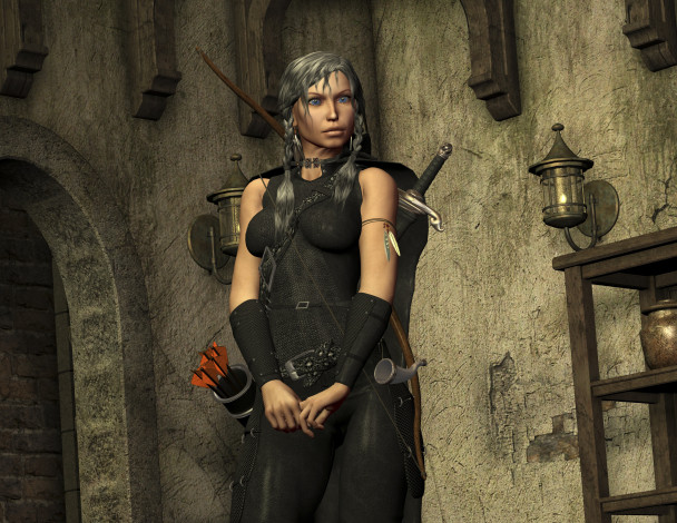 Обои картинки фото 3д графика, амазонки , amazon, фон, взгляд, девушка