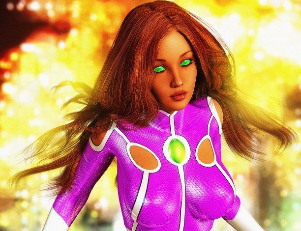 Обои картинки фото 3д графика, существа , creatures, взгляд, фон, девушка