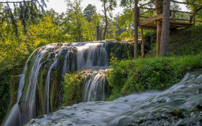 Обои картинки фото природа, водопады, водопад, река, лес