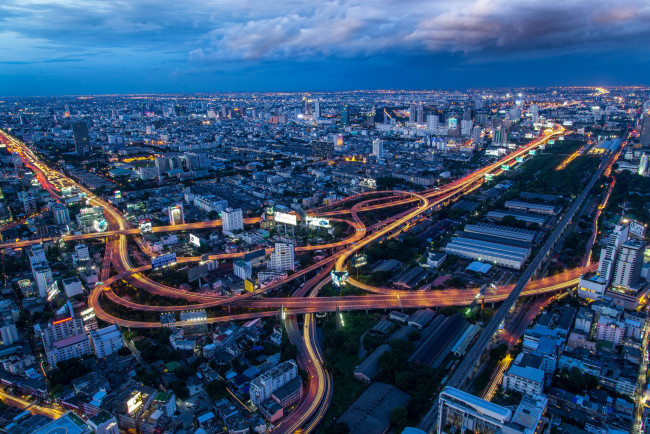 Обои картинки фото bangkok`s express way, города, бангкок , таиланд, огни, ночь