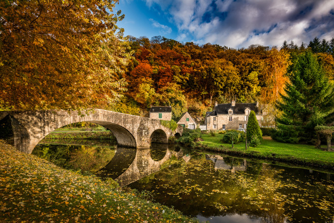 Обои картинки фото города, - мосты, лес, река