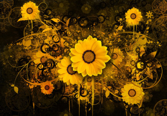 Картинка разное компьютерный+дизайн подсолнух