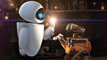 обоя мультфильмы, wall-e, любовь, арт, ева, walle, валли