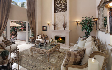 Картинка интерьер гостиная с камином