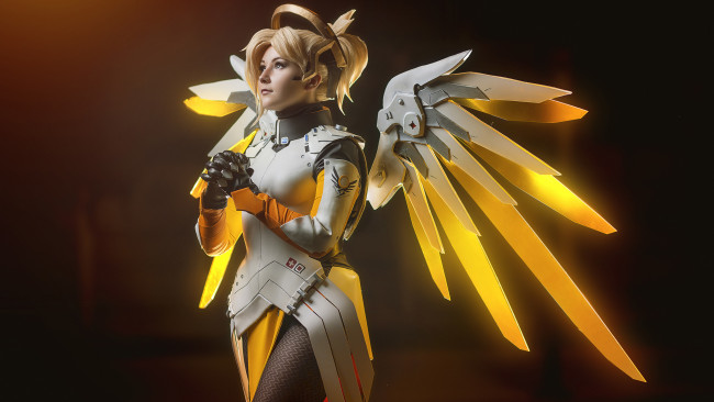Обои картинки фото разное, cosplay , косплей, cosplay, mercy, девушка, overwatch, shappi