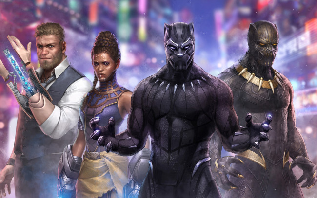 Обои картинки фото black panther marvel future fight artwork, рисованное, кино, artwork, fight, future, marvel, black, panther