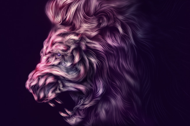 Обои картинки фото разное, компьютерный дизайн, профиль, животное, хищник, фон, арт, лев, ahmed, karam