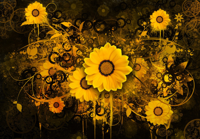 Обои картинки фото разное, компьютерный дизайн, подсолнух