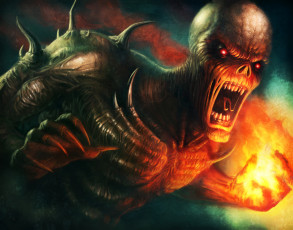 Картинка видео+игры doom+ii фон существо огонь