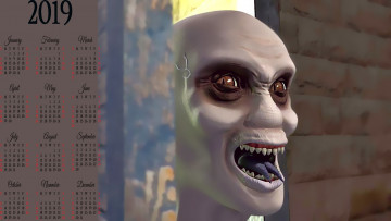 Картинка календари фэнтези голова язык существо лицо