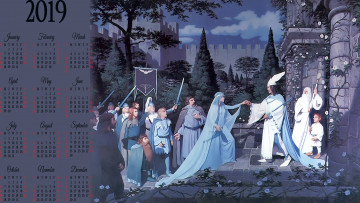 Картинка календари фэнтези замок девушка мужчина люди