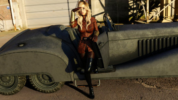 Картинка 3д+графика люди-авто мото+ people-+car+ +moto девушка фон взгляд автомобиль