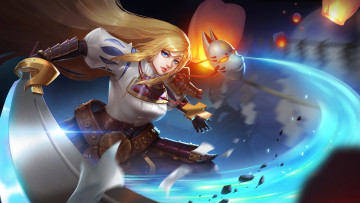 Картинка видео+игры legend+of+ace девушка меч маска фонарики
