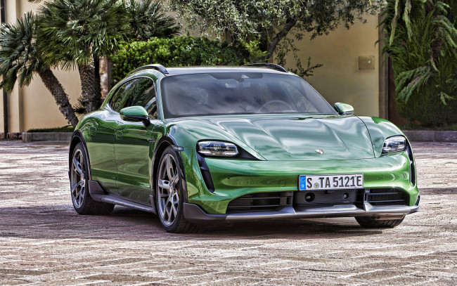 Обои картинки фото 2022 porsche taycan turbo s cross turismo, автомобили, porsche, 2022, taycan, turbo, s, cross, turismo, 4k, вид, спереди, экстерьер, новый, зеленый, электромобили, немецкие