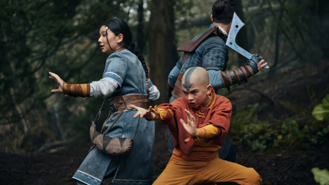 Обои картинки фото avatar,  the last airbender , сериал 2024 – , кино фильмы,  the last airbender, аватар, легенда, об, аанге, сериал, фэнтези, боевик, драма, комедия, aang, katara, sokka