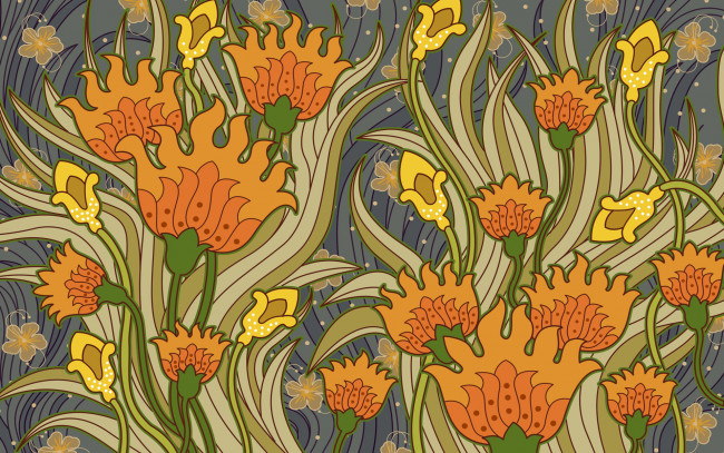 Обои картинки фото рисованные, цветы