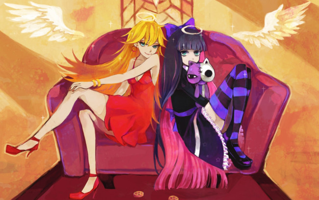 Обои картинки фото аниме, panty, stocking, with, garterbelt