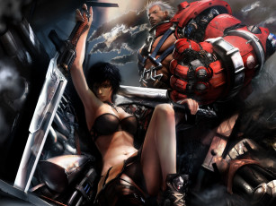 Картинка фэнтези люди девушка мужик оружие