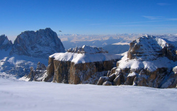 Картинка природа зима полёт скалы снег