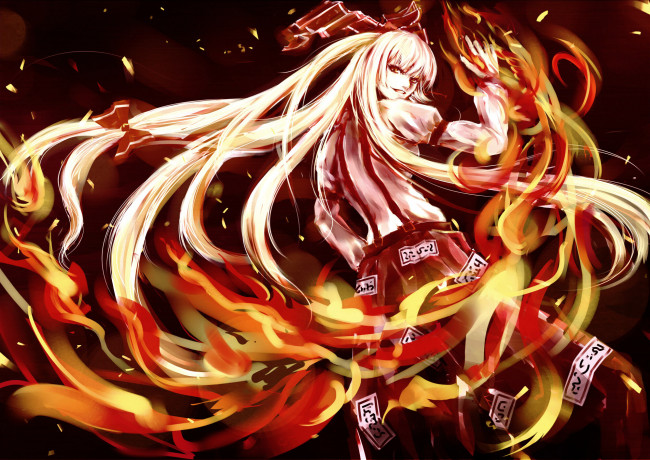 Обои картинки фото fujiwara, no, mokou, аниме, touhou
