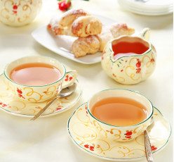 Картинка еда напитки Чай чашки чай рогалики